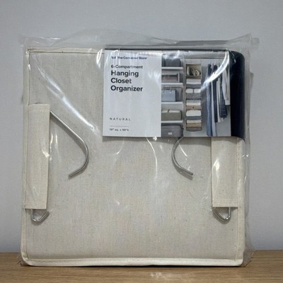 The Container Store 6-Compartment Hanging Organizer Natural Cotton Canvas