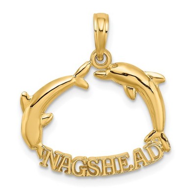 14K poliert NAGS KOPF mit springenden Delfinen Bettelarmband Halskette