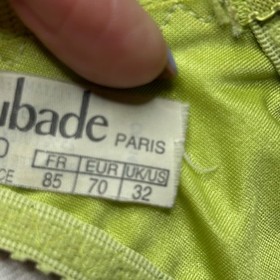 Aubade Paris Bra Lime Green Fruit Embroidered Lace 8513 D Size 32DD