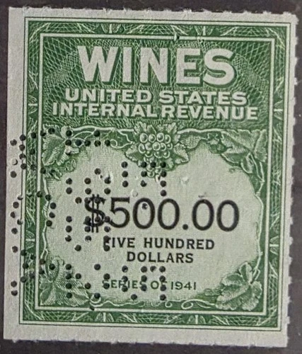 US Stamp Collection - Revenue - Cordial & Wine - Scott # RE166 - Used