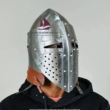 Medieval Bascinet Visor Helmet Replica Close Knight Armor SCA LARP Costume