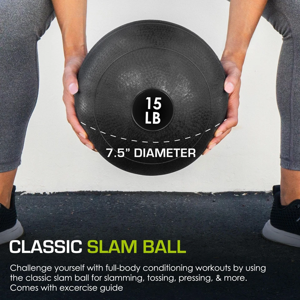 Slam Medicine Balls 5, 10, 15, 20, 25, 30, 50lbs Smooth and Tread Textured Gr... - Image 3 of 4