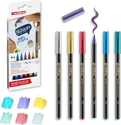 1340 Metallic Pinselstift - 6er-Set - flexible Pinselfeder 1-6 mm - Metallic