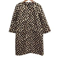 Red Valentino all-over print collarless coat, size 40, beige black. Women USED