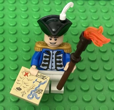 Lego MOC/BAM Revolutionary War General Officer Mini Figure W/ Fire Torch And Map