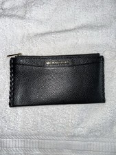 Michael Kors Slim Card Case Zip Top Pebbled Leather; 4 In Tall, 8 In Long Black