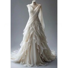 Classic Evening Dresses Sweep Train A Line Sleeveless Party Prom Tiered