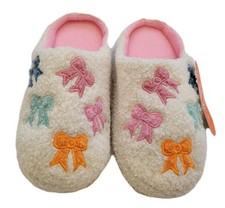 wonder nation girls sherpa slippers multi color bow size 2-3