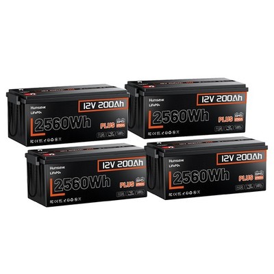 1/2/3/4 Pack 12V 200Ah Plus LiFePO4 Battery 2560Wh 250A BMS Camping RV Off-Grid