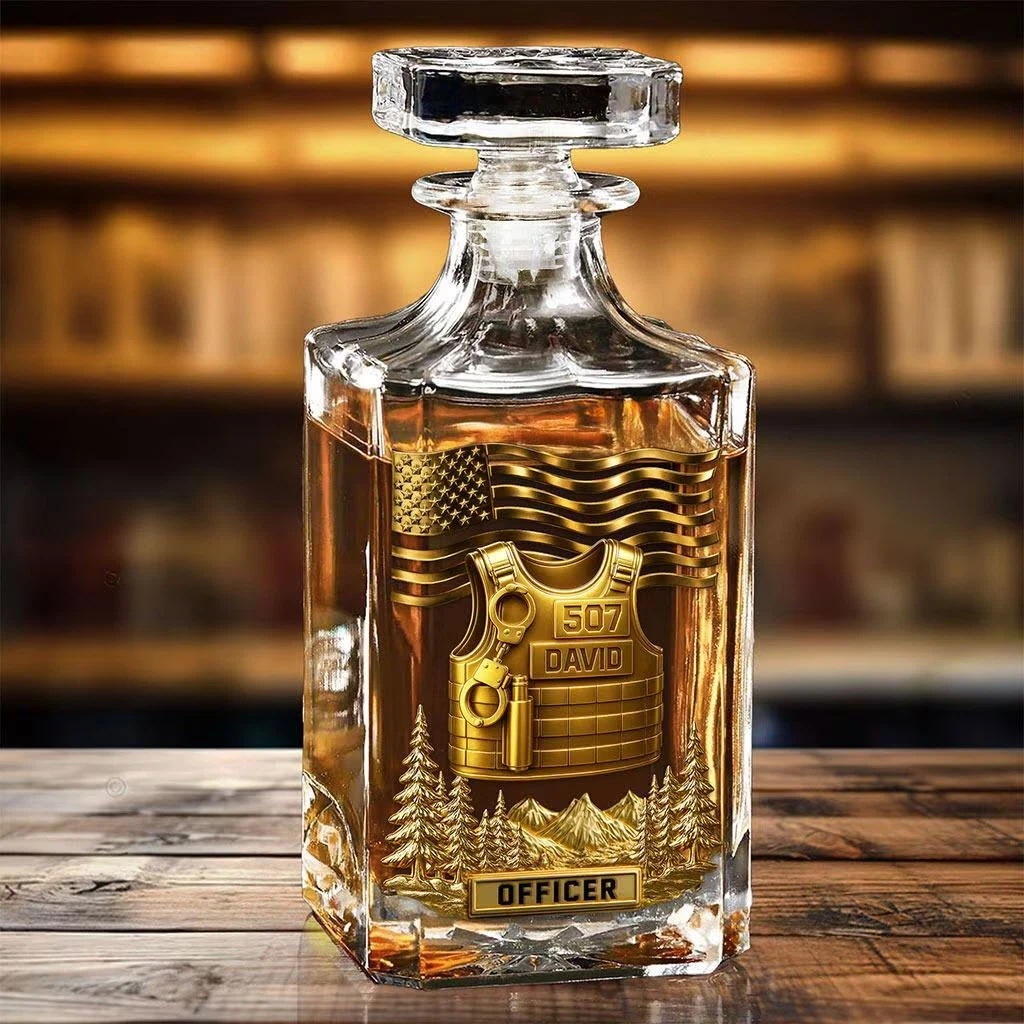 Custom Police Officer Whiskey Decanter, Retirement Gift, Lovers