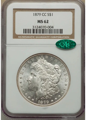 1879-CC $1 NGC MS62 CAC Morgan Silver Dollar 3124070-004