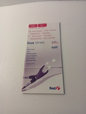Erstes Busfahrplanheft (50 Seiten) Dienste 56/57 2012Auchinairn, silber...