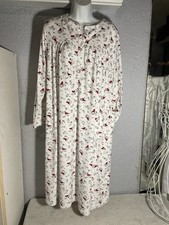 Aria Collection Nightgown Long Sleeve Soft Fleece Velour Red Cardinal Large