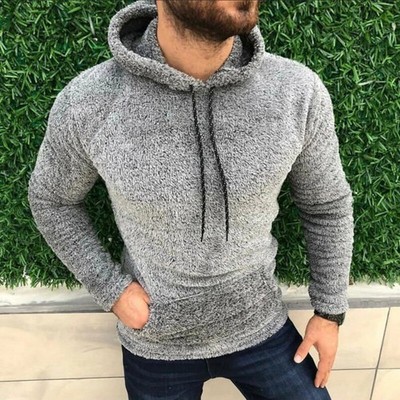 Herren Fleece Fuzzy Hoodies Kapuze Sherpa Sweatshirt Winter Warm Langarm Tops