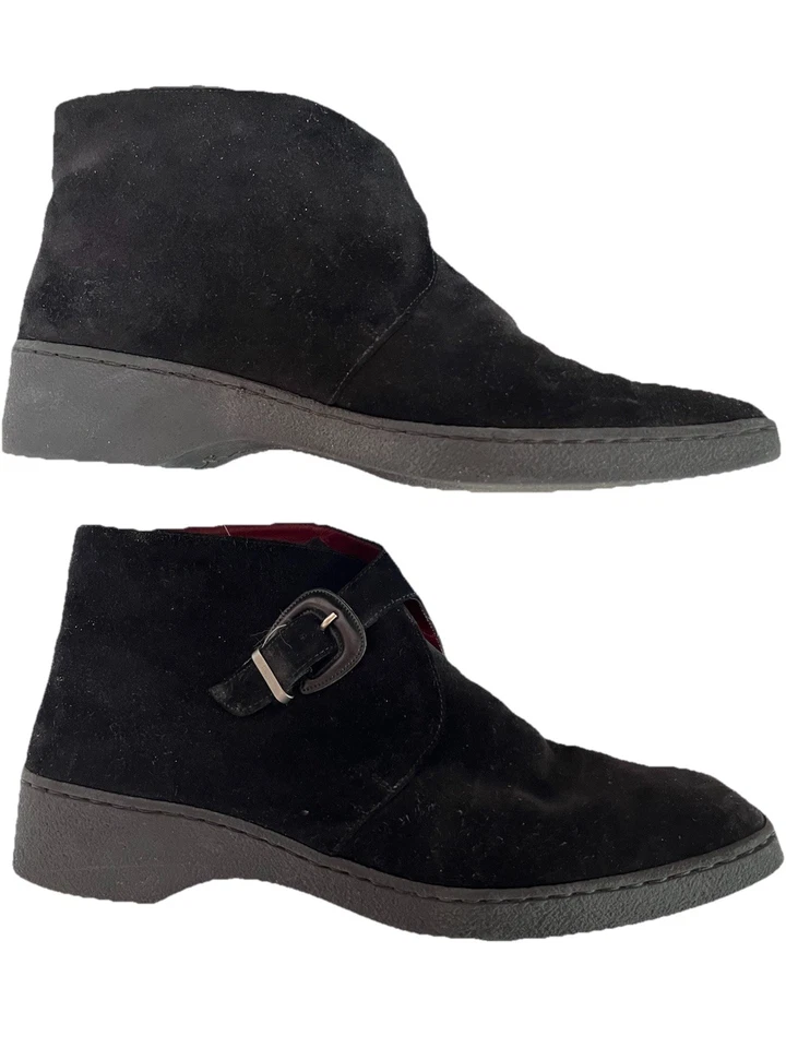 Salvatore Ferragamo 意大利女式黑色麂皮绒踝靴 9 B — 第 2/4 张图片