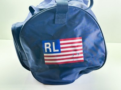 Vintage RALPH LAUREN Polo SPORT NAVY BLUE USA FLAG Duffle BAG