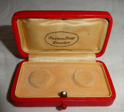 Antikes Reklame Werbung Schmuck Etui Schachtel Box von Gustav Smy Dresden