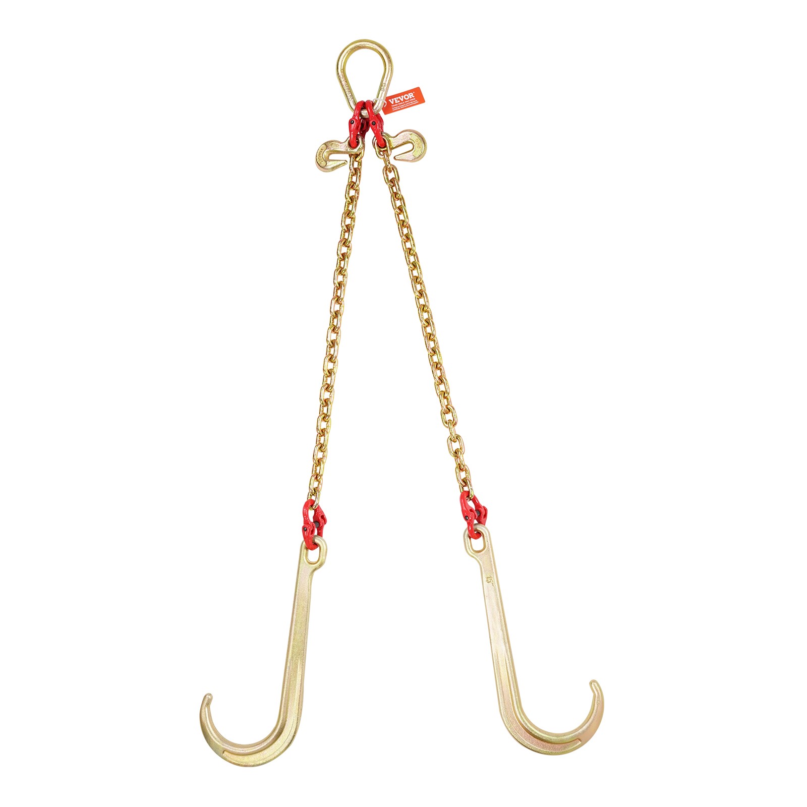 VEVOR 5/16" x 2' G80 Tow Chain J Hook V-Chain Bridle Grab Hook Wrecker 10800 lbs