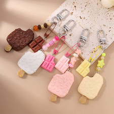 Cute Popsicle Keychain Chocolate Ice Cream Key Ring Handbag Charm Gift Girls
