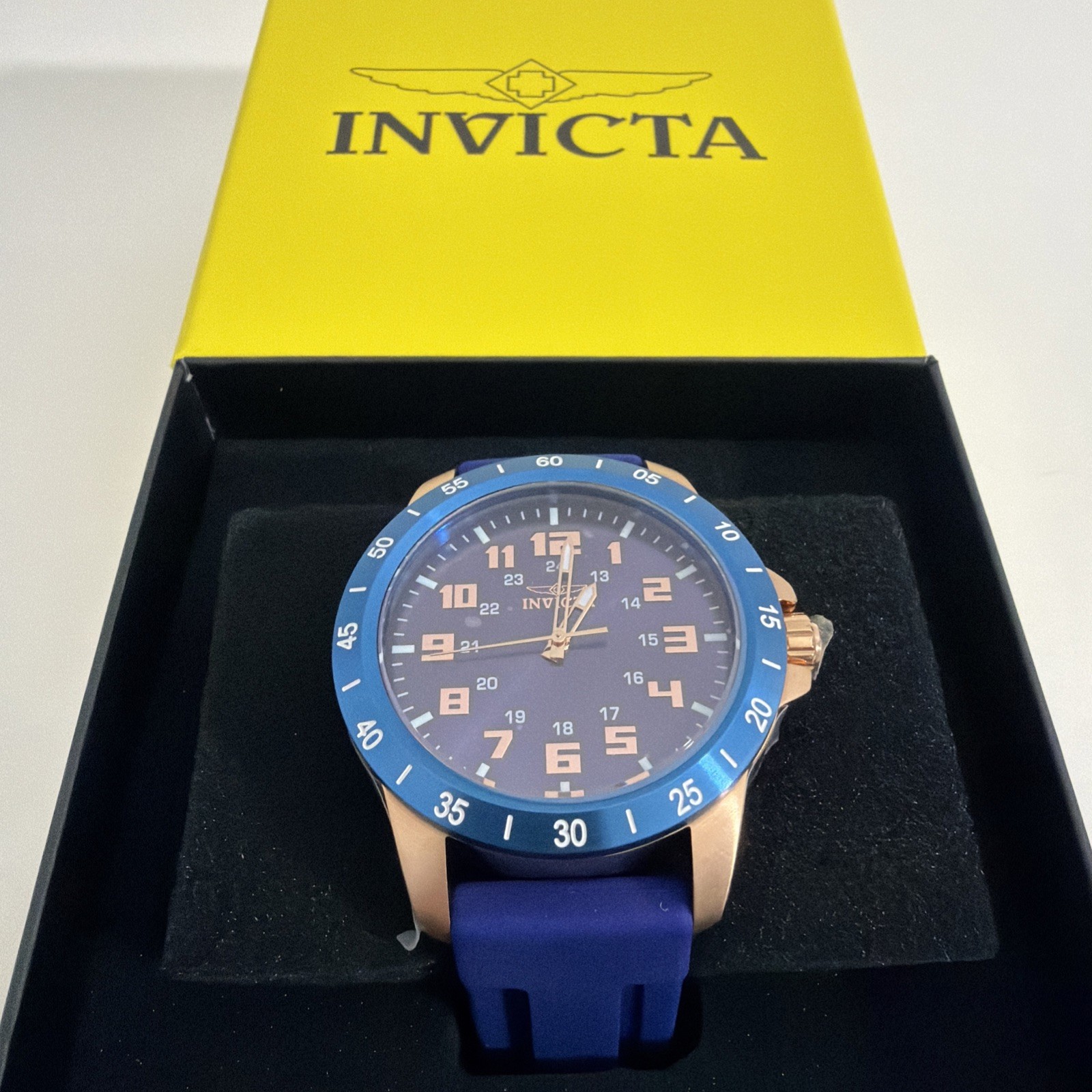 45MM Invicta Pro Diver Stratus Men’s Watch, Blue Silicone Band, Rose ...