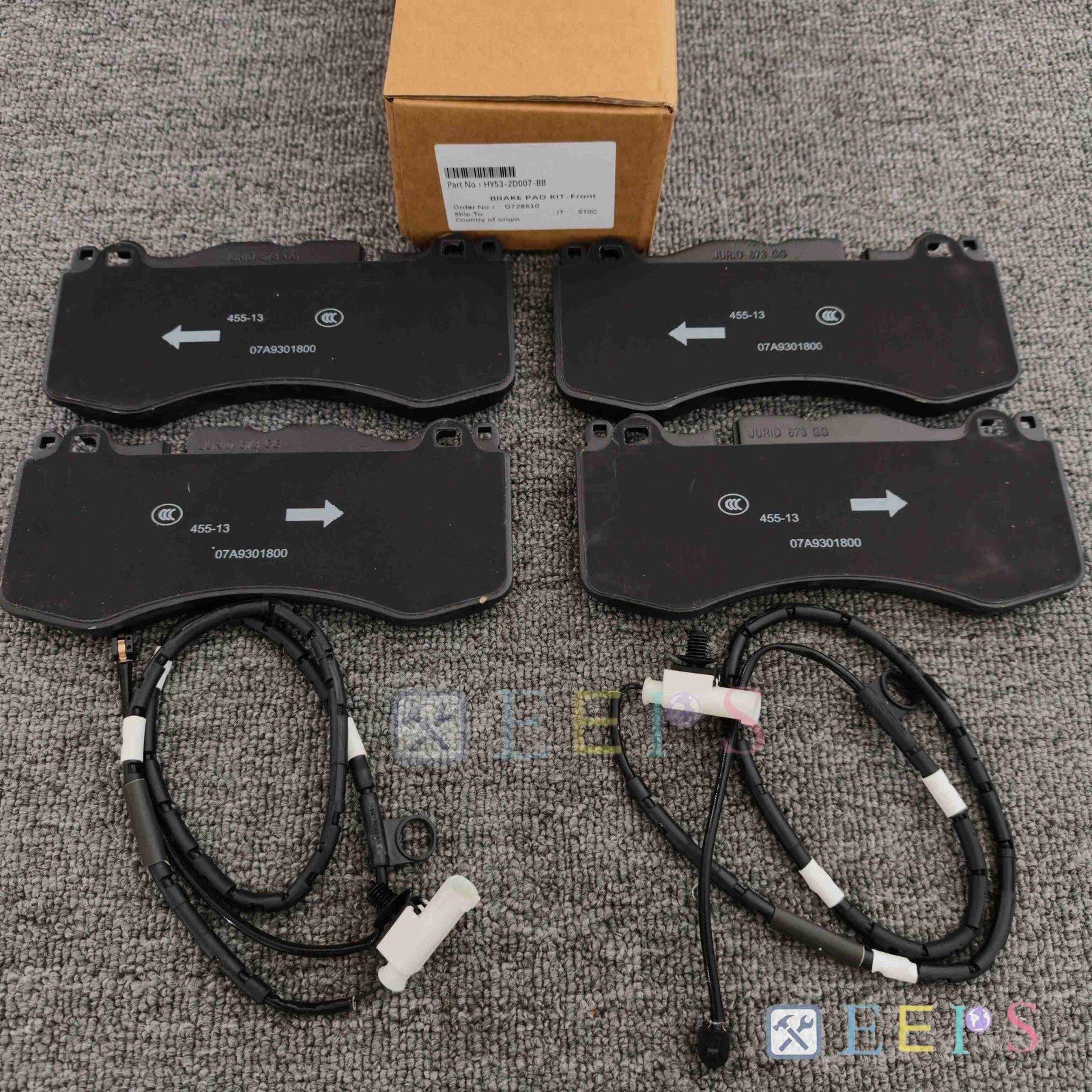New Front Brake Pads For Aston Martin DB11, HY53-2D007-BB + FREE SENSOR