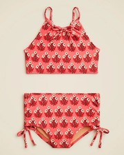 Crewcuts Girls Floral Bow Tie 2 Piece Swimsuit, 4, Pink/ Red
