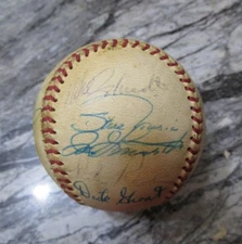 Vintage Oldtimers Multi Autographed Baseball-Mike Schmidt,Harry Kalas,Mazeroski