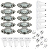 10 X Led Einbaustrahler Eisen GebüRstet Schwenkbar Rund Ø80Mm 4,2W GU10 Warmweiß