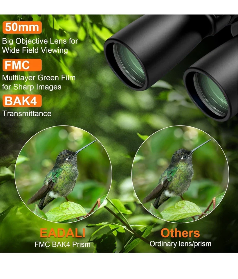 Eedabros 10-30x50 HD Zoom Binoculars Adults High Powered Military BAK4 FMC - Image 2 of 4