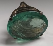 Vintage Silver Ring with Natural Green Beryl Aquamarine Gemstone