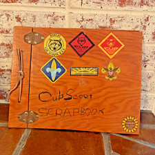 1960s Vintage Handmade Wood Cub Scout Scrapbook, 14"x11", One of a Kind