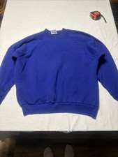 Vintage 90s Fruit Of The Loom Royal Blue Blank Crew Neck Sweatshirt Men's XL
