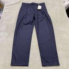 A.P.C. Renato Pants Mens 48 Navy Wool Flannel Pleated Dress Trousers Pantalon