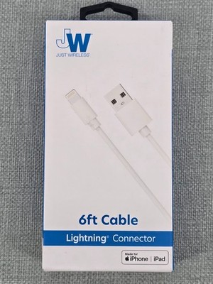 Just Wireless 6ft iPhone connector to USB-A PVC Cable for iPhone/iPad White