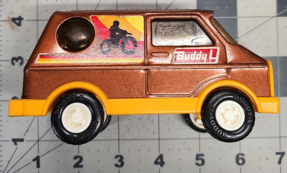 Винтажная литая игрушка фургон для мотокросса 1970-е Buddy L прессованная сталь - Изображение 3 из 4