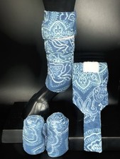 Set of 4 Blue Bandana Western Print Polo Wraps Horse Riding Equestrian Tack Gift