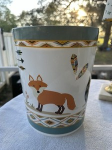 Cute Woodland Creatures 9 1/2" Trash Can Hedgehog Fox Aztec Waste Basket Mainsta