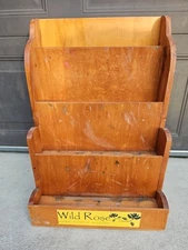 Wood Store Display Rack 4-Tier Shelf 11.5x17x24.75"