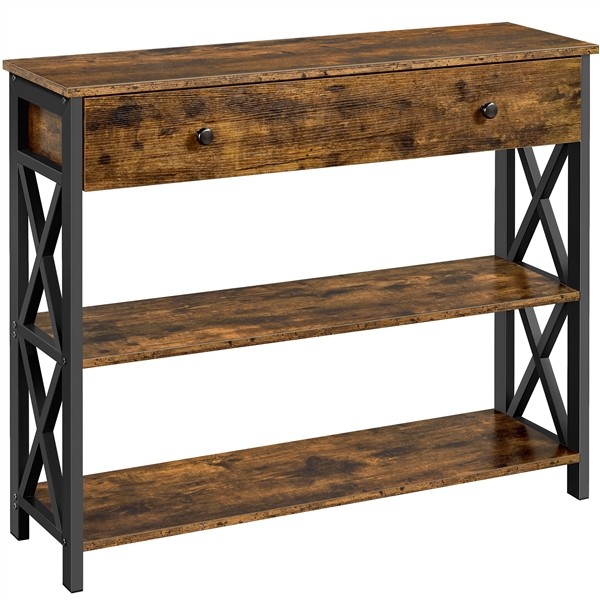 Industrial Console Table Hallway Table with Drawer and Storage for Living Room
