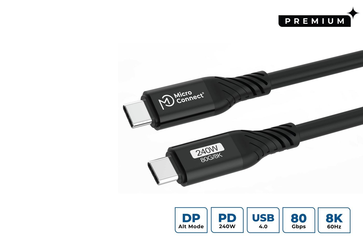 MicroConnect USB4CC1-240W-80GBPS Premium USB4 Gen 4 USB-C