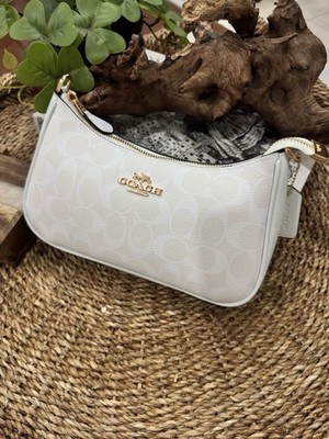COACH Teri Shoulder Bag - In Signature WHITE Canvas  - FREE SHIPPING