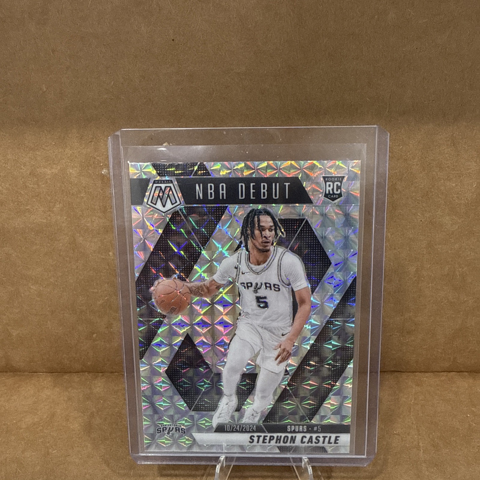 2024-25 Panini Mosaic NBA Debut Stephon Castle #267 Reactive Silver Prizm Spurs