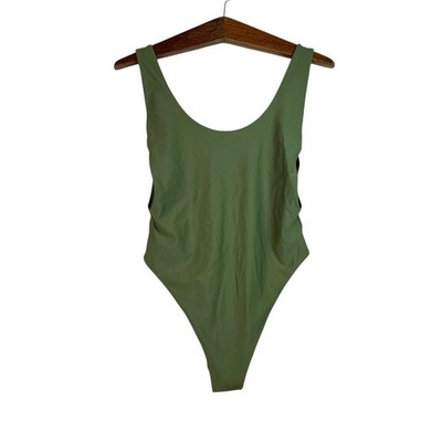 Aerie Super Scoop Cheeky One Piece Swimsuit Green Beach Vacation Sz L Long NWT