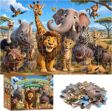 Jumbo Floor Puzzles for Kids Ages 3-5, 48 Pieces Wildlife Puzzles