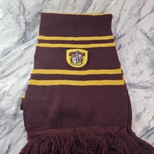Harry Potter Gryffindor Knit Scarf 7"x57" Costume Gift Maroon Red  Gold Patch