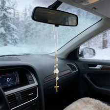 Qeuobue Cross Car Hanging Accessories Cute Car Decorations White Qeuobue Cross Car Hanging Accessories Cute Car Decorations White