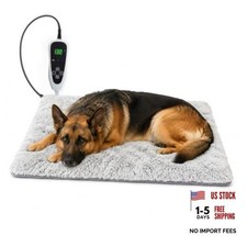 Large Dog Heating Pad with Normally Open Function Grey Plush 36.0"L x 24.0"W
