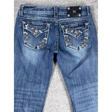 Miss Me Jeans Size 30 Embellished Cuffed Capri Jeans Women's Denim Blue