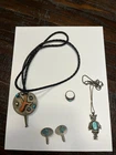 New ListingVintage Sterling Silver Turquoise Jewelry Lot Owl Bolo Ring Cufflinks