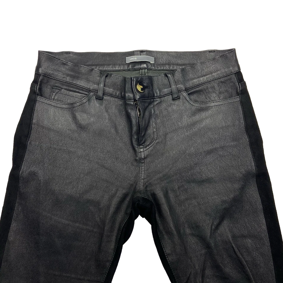 Pantalones ajustados Vince Luxury con panel de cuero y gamuza negros | Pantalones - EE. UU. 4 (aprox) Foto 3 de 4